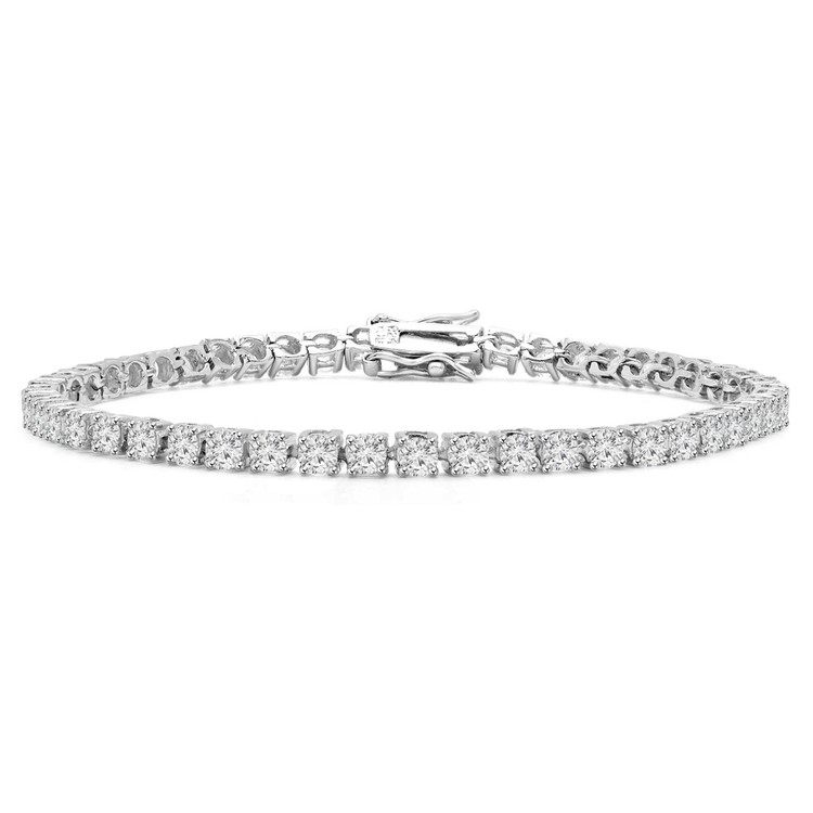12 CTW Round White Cubic Zirconia Tennis Bracelet in 0.925 White Sterling Silver (MDS210318)