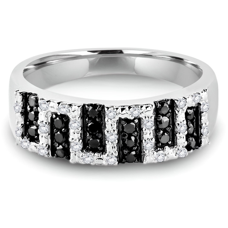 1/4 CTW Round Black Diamond Cocktail Ring in 14K White Gold (MDR140087)