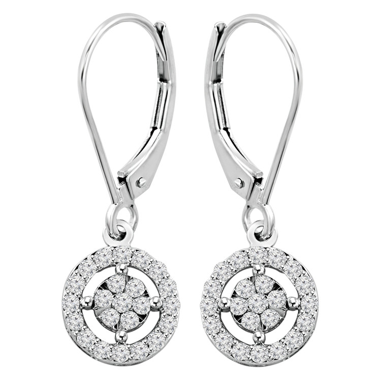 Diamond Halo Drop Earrings | Majesty Diamonds