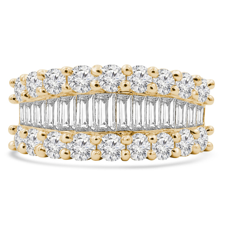 2 2/3 CTW Baguette Diamond Three-row Cocktail Ring in 18K Yellow Gold (MDR220001)