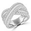 2 1/5 CTW Baguette Diamond Cross-over Cocktail Ring in 18K White Gold (MDR220007)