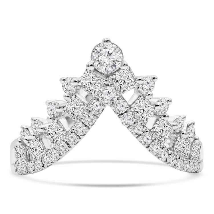 1 CTW Round Diamond Tiara Cocktail Ring in 18K White Gold (MDR220008)
