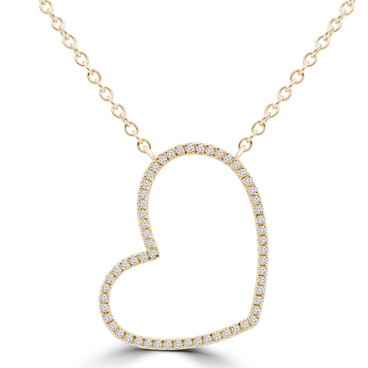 1/8 CTW Round Diamond Heart Necklace in 18K Yellow Gold (MDR220018)