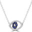 1/3 CTW Round Blue Sapphire Evil eye Necklace in 18K White Gold (MDR220019)