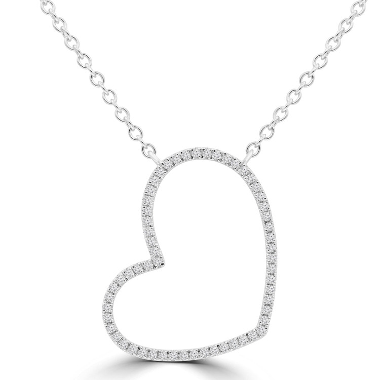 1/8 CTW Round Diamond Heart Necklace in 18K White Gold (MDR220020)
