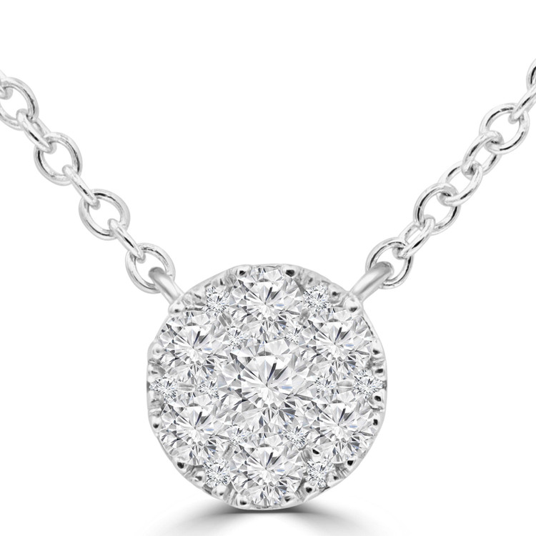 1/3 CTW Round Diamond Cluster Necklace in 18K White Gold (MDR220021)