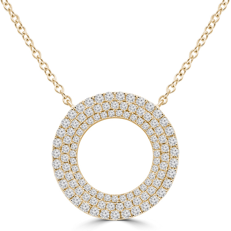 2/3 CTW Round Diamond Three-row Circle Necklace in 18K Yellow Gold (MDR220022)