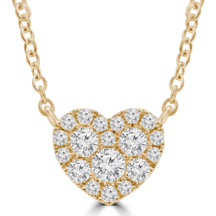 3/8 CTW Round Diamond Heart Cluster Necklace in 18K Yellow Gold (MDR220030)