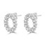 1 3/5 CTW Baguette Diamond Alternating Baguette and Round Halo Stud Earrings in 18K White Gold (MDR220039)