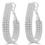 2 1/3 CTW Round Diamond Three-row Inside Outside Hoop Earrings in 18K White Gold (MDR220046)