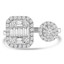 5/8 CTW Baguette Diamond Duo Cluster Halo Engagement Ring in 18K White Gold (MDR220047)