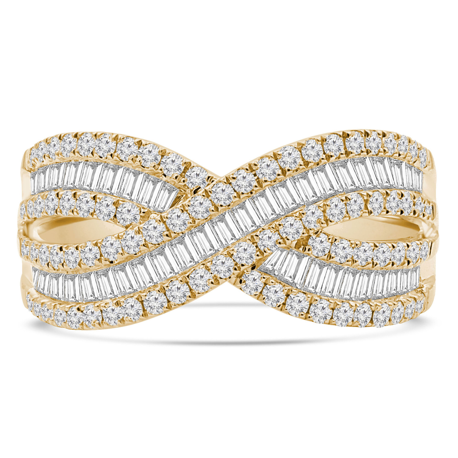 1 1/10 CTW Baguette Diamond Infinity Cocktail Ring in 18K Yellow Gold (MDR220005)