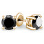 1 1/7 CTW Round Black Diamond 4-Prong Stud Earrings in 14K Yellow Gold (MD220004)