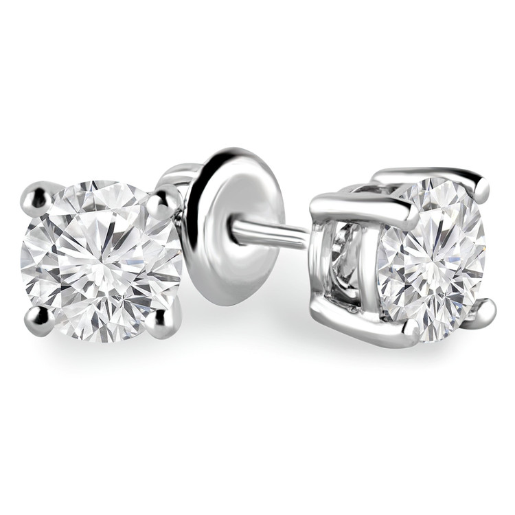 5/8 CTW Round Diamond 4-Prong Stud Earrings in 14K White Gold (MD220035)