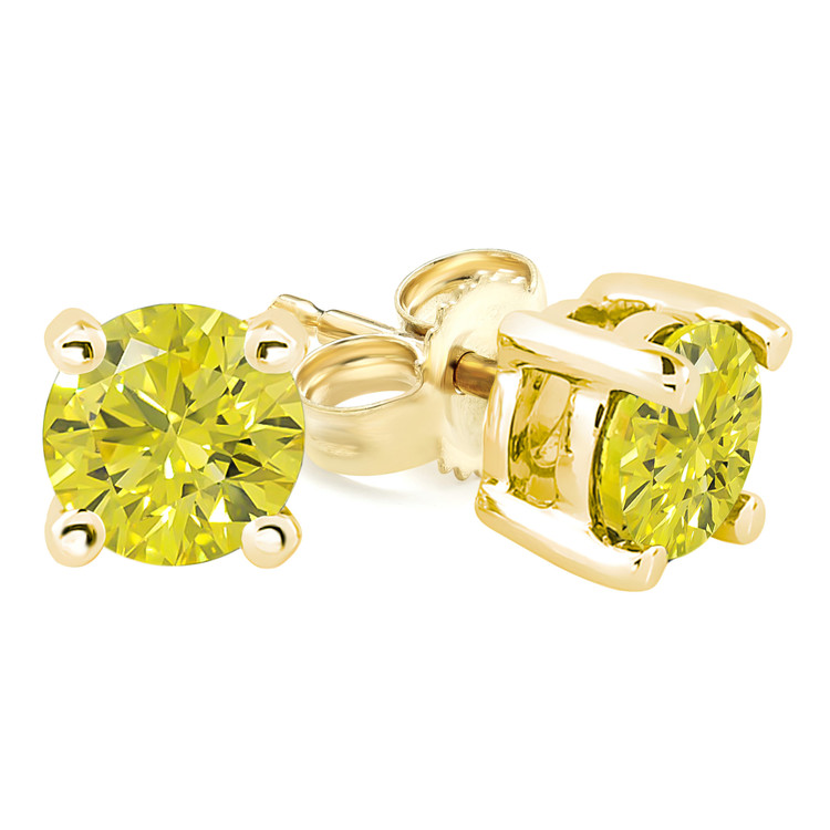 1/5 CTW Round Yellow Diamond 4-Prong Stud Earrings in 14K Yellow Gold (MD220040)