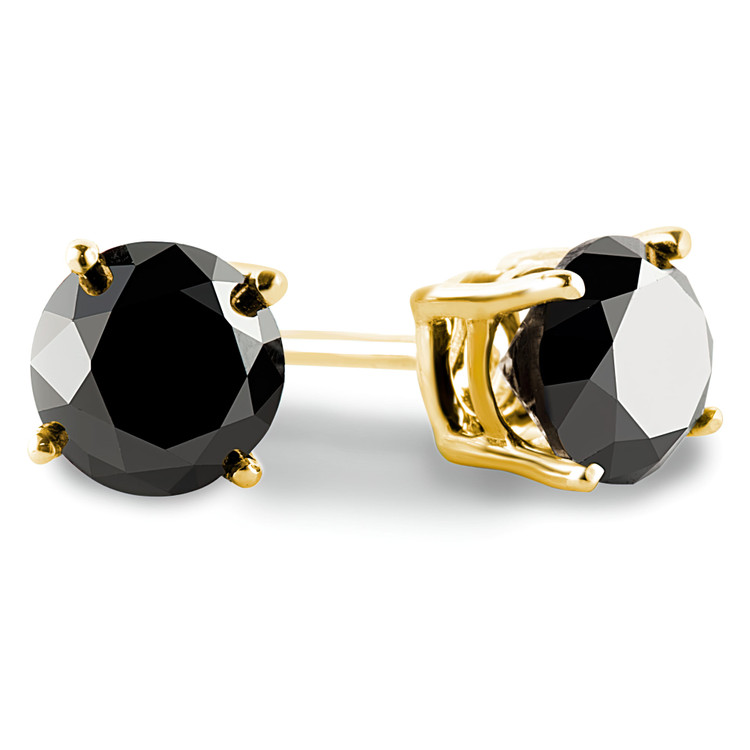 1/4 CTW Round Black Diamond 4-Prong Stud Earrings in 14K Yellow Gold (MD220041)