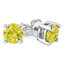 1/6 CTW Round Yellow Diamond 4-Prong Stud Earrings in 14K White Gold (MD220057)