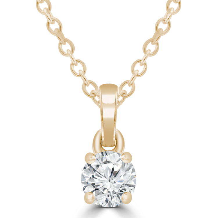 1/3 CT Round Diamond 4-Prong Solitaire Pendant Necklace in 14K Yellow Gold (MD220075)