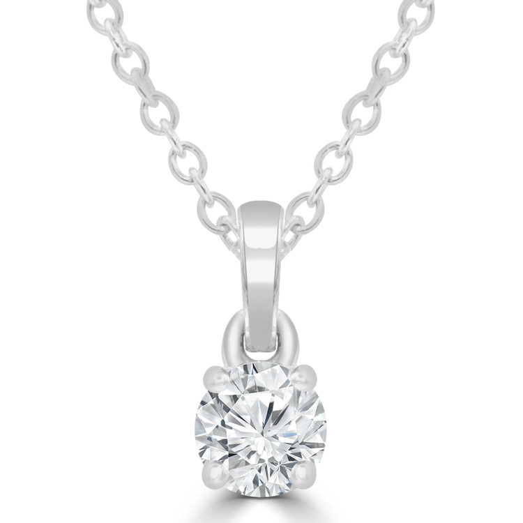 1/3 CT Round Diamond 4-Prong Solitaire Pendant Necklace in 14K White Gold (MD220082)