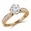 1 1/3 CTW Round Diamond Solitaire with Accents Engagement Ring in 14K Yellow Gold (MD220086)