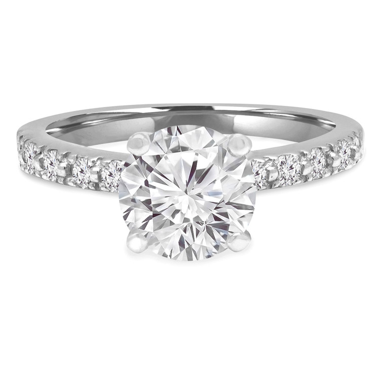 2/3 CTW Round Diamond High Set Solitaire with Accents Engagement Ring in 14K White Gold (MD220088)