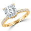 1 2/5 CTW Princess Diamond High Set Hidden Halo Solitaire with Accents Engagement Ring in 14K Yellow Gold (MD220093)