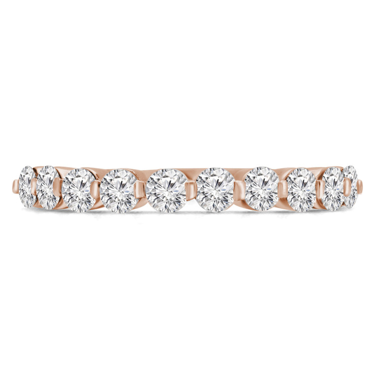 2/3 CTW Round Diamond Shared Prong Semi-Eternity Anniversary Wedding Band Ring in 14K Rose Gold (MD220095)