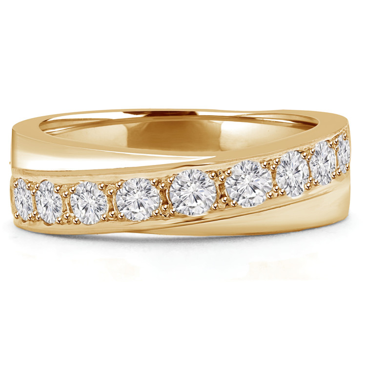 1/2 CTW Round Diamond Semi-Eternity Wedding Band Ring in 14K Yellow Gold (MD180195)