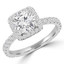 1 1/5 CTW Round Diamond Cushion Halo Engagement Ring in 14K White Gold with Accents (MD220102)