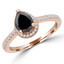 5/8 CTW Pear Black Diamond Pear Halo Engagement Ring in 14K Rose Gold with Accents (MD220107)