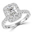2 CTW Radiant Diamond Cathedral Emerald Halo Engagement Ring in 14K White Gold with Accents (MD220109)