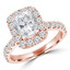 1 4/5 CTW Cushion Diamond Cathedral Emerald Halo Engagement Ring in 14K Rose Gold with Accents (MD220110)