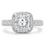3 1/7 CTW Princess Diamond vintage Rollover Halo Engagement Ring in 14K White Gold with Accents (MD220113)