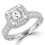 3 1/3 CTW Princess Diamond vintage Rollover Halo Engagement Ring in 14K White Gold with Accents (MD220114)