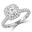 1 1/2 CTW Round Diamond High Set Halo Engagement Ring in 14K White Gold with Accents (MD220115)