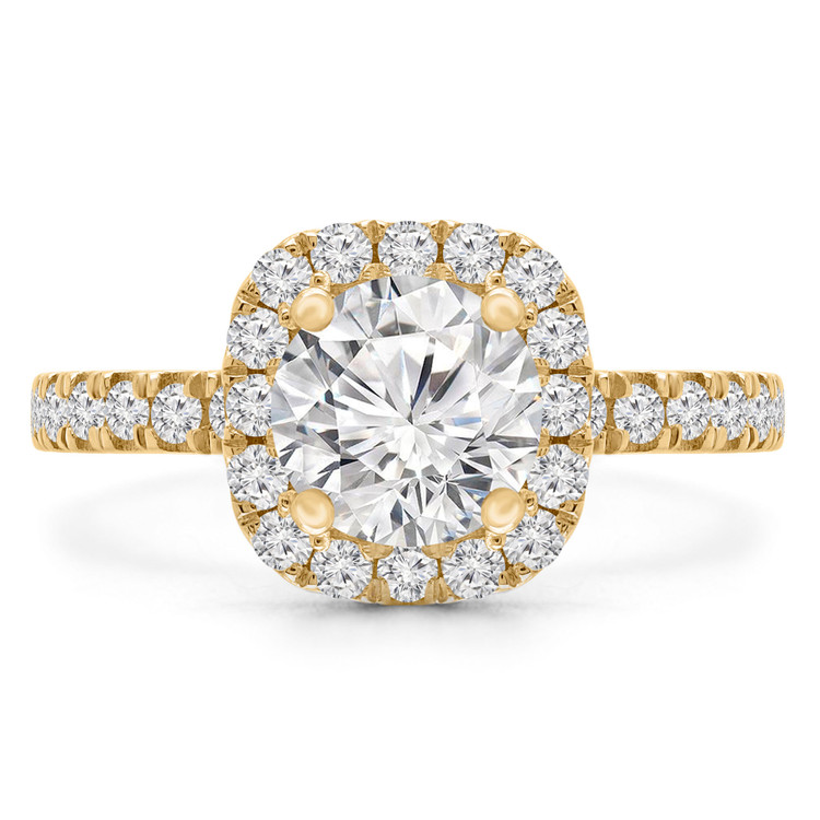 1 3/5 CTW Round Diamond High Set Halo Engagement Ring in 14K Yellow Gold with Accents (MD220116)