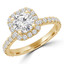 1 3/5 CTW Round Diamond High Set Halo Engagement Ring in 14K Yellow Gold with Accents (MD220116)