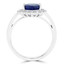 3 1/4 CTW Oval Blue Sapphire Tapered Floral Oval Halo Engagement Ring in 14K White Gold (MDR220048)