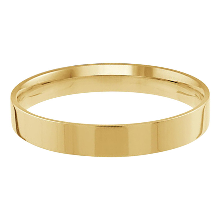 3 MM High Polish Flat Classic Mens Wedding Band Ring in 10K Yellow Gold (MD220118)