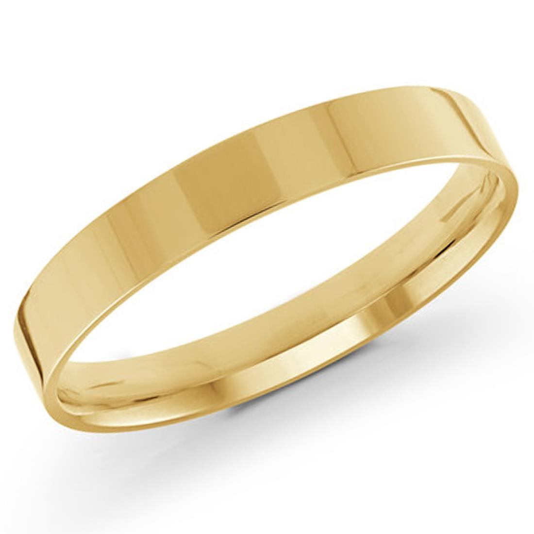 3 MM High Polish Flat Classic Mens Wedding Band Ring in 10K Yellow Gold ...