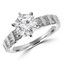 1 2/5 CTW Round Diamond 6-Prong Solitaire with Accents Engagement Ring in 14K White Gold with Baguette Accents (MD220143)