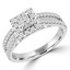 9/10 CTW Princess Diamond Cathedral Split-Shank Princess Halo Engagement Ring in 14K White Gold (MD220147)