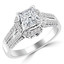 1 1/5 CTW Princess Diamond Two-row Split-Shank Cushion Halo Engagement Ring in 14K White Gold with Accents (MD220153)