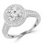 2 1/4 CTW Round Diamond Rollover Three-row Halo Engagement Ring in 14K White Gold with Accents (MD220155)