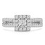 9/10 CTW Princess Diamond Cathedral Split-Shank Open Bridge Princess Halo Engagement Ring in 14K White Gold (MD220158)