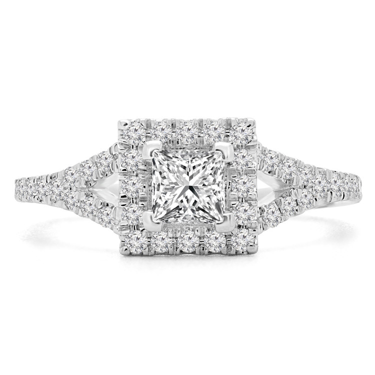 5/8 CTW Princess Diamond Split Shank Princess Halo Engagement Ring in 14K White Gold (MD220166)
