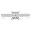 1 CTW Princess Diamond Shared Prong Cathedral Solitaire with Accents Engagement Ring in 14K White Gold (MD220174)