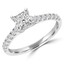 1 CTW Princess Diamond Shared Prong Cathedral Solitaire with Accents Engagement Ring in 14K White Gold (MD220174)