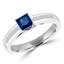 2/3 CTW Princess Blue Sapphire Solitaire with Accents Engagement Ring in 14K White Gold With Channel Set Accents (MD220176)