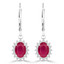 2 5/8 CTW Oval Red Ruby Oval Halo Drop/Dangle Earrings in 14K White Gold (MDR220056)